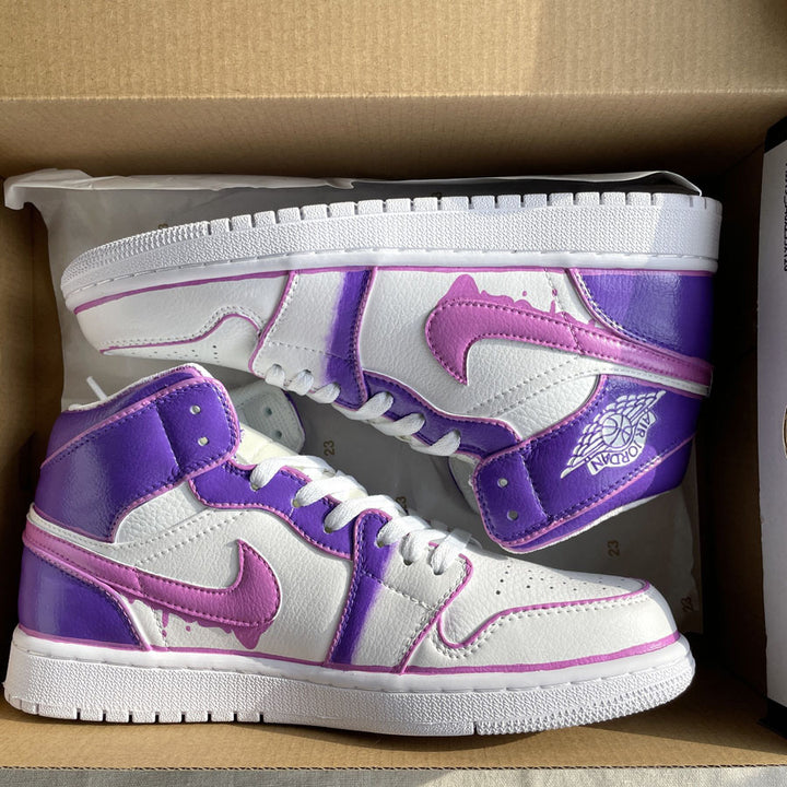 Mystical Purple Pink Splash Custom AJ 1s Shoes