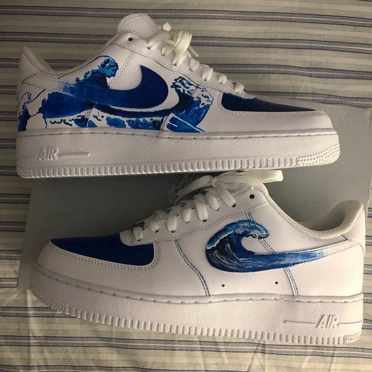Ocean Blue Wave Custom AF 1s Shoes
