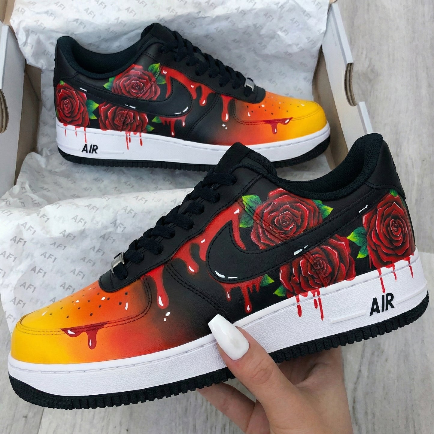 Orange Black Rose Custom AF 1s Shoes
