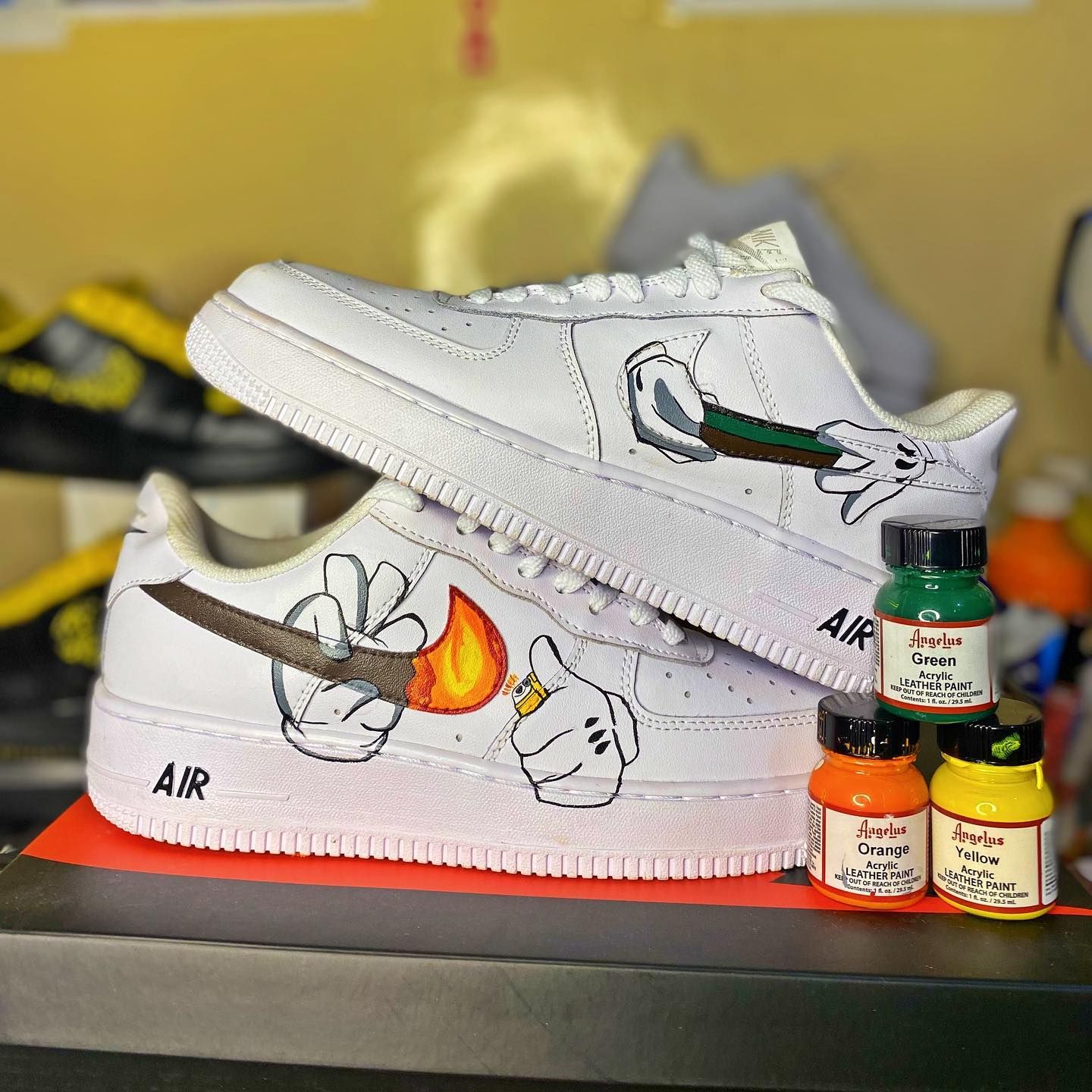 Orange Green Cartoon - Themed Custom AF 1s Shoes