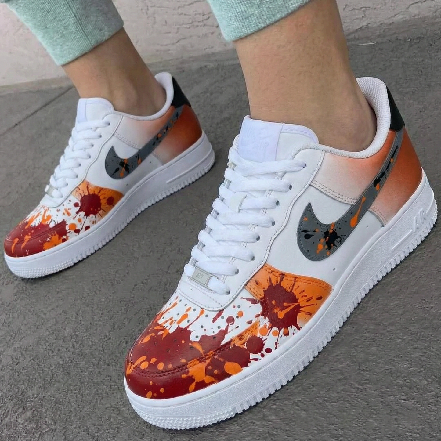 Orange Red Custom AF 1s Shoes