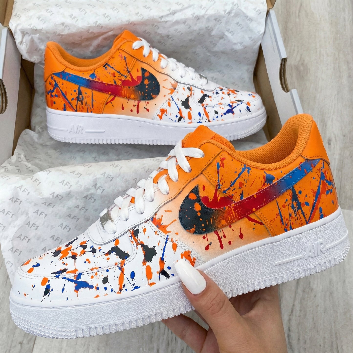 Orange Splatter Custom AF 1s Shoes