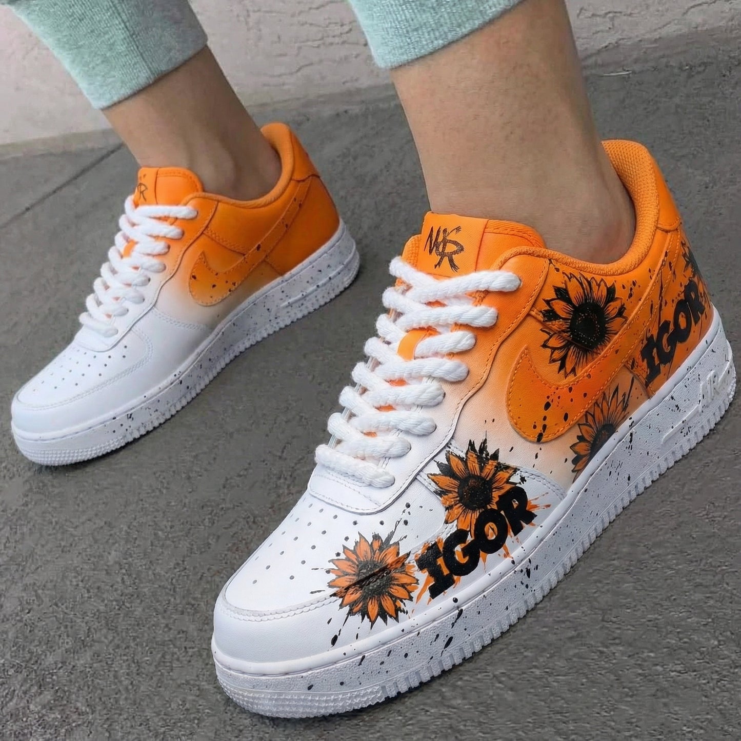 Orange Sunflower Igor Custom AF 1s Shoes