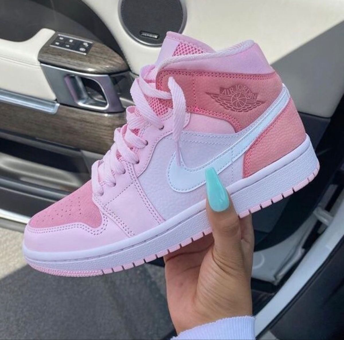 Pastel Baby Pink and Calm Baby Blue Custom AJ 1s Shoes