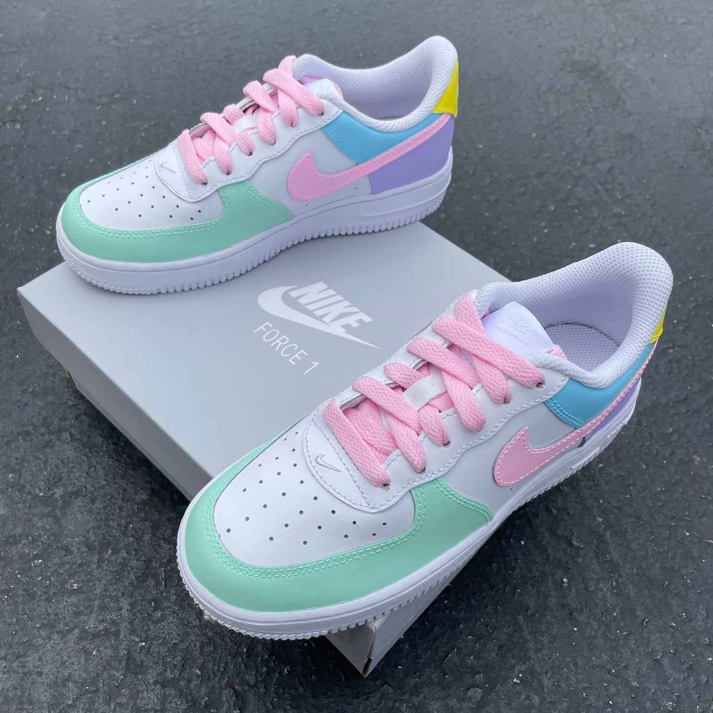 Pastel Green Baby Pink Blue Custom AF 1s Shoes