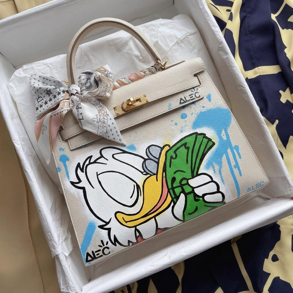 Personalized Wallet H Cartoon Duck Print Off White Custom Wallet