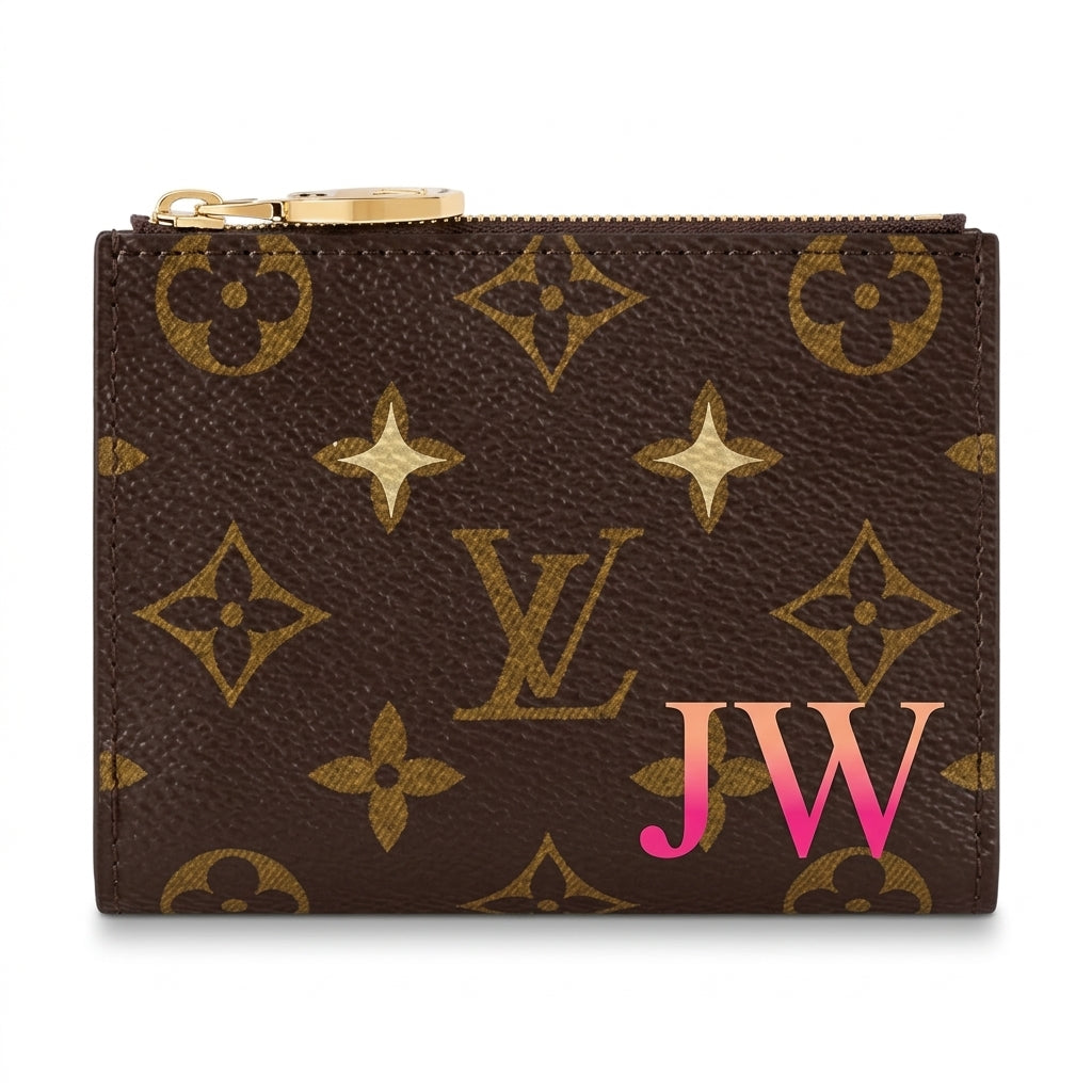 Personalized Wallet Hand-Painted Initial LV Monogram Classic Brown Custom Wallet