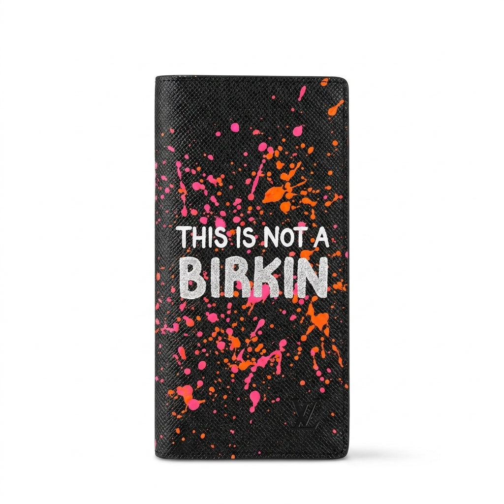 Personalized Wallet LV Birkin Paint Splatter Black Custom Wallet