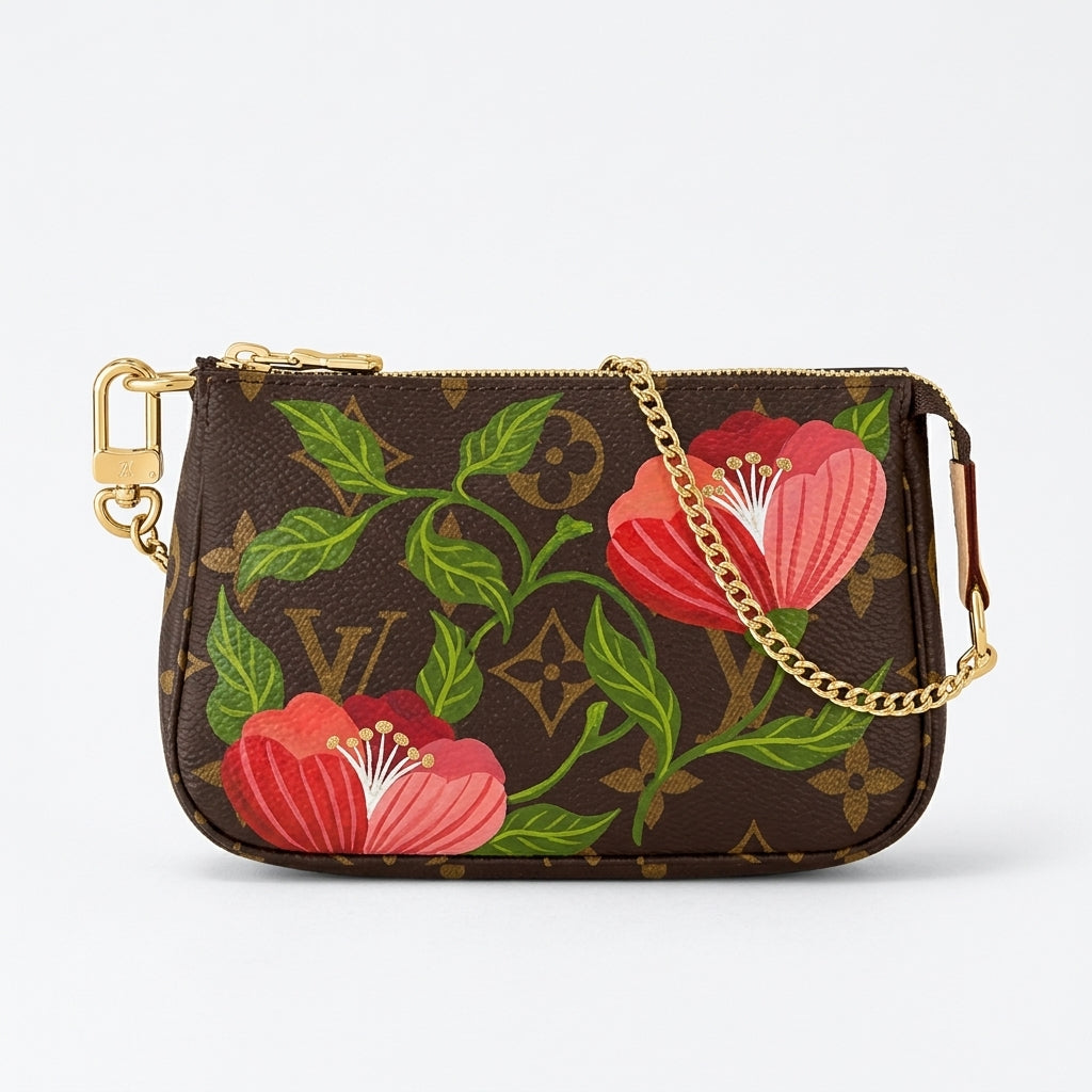 Personalized Wallet LV Flower Pattern Brown Custom Wallet