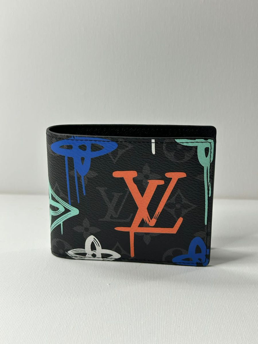 Personalized Wallet LV Graffiti Pattern Black Custom Wallet