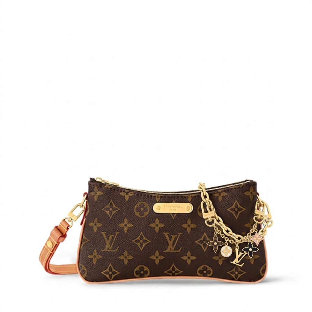 Personalized Wallet LV Monogram Metal Chain Brown Custom Wallet