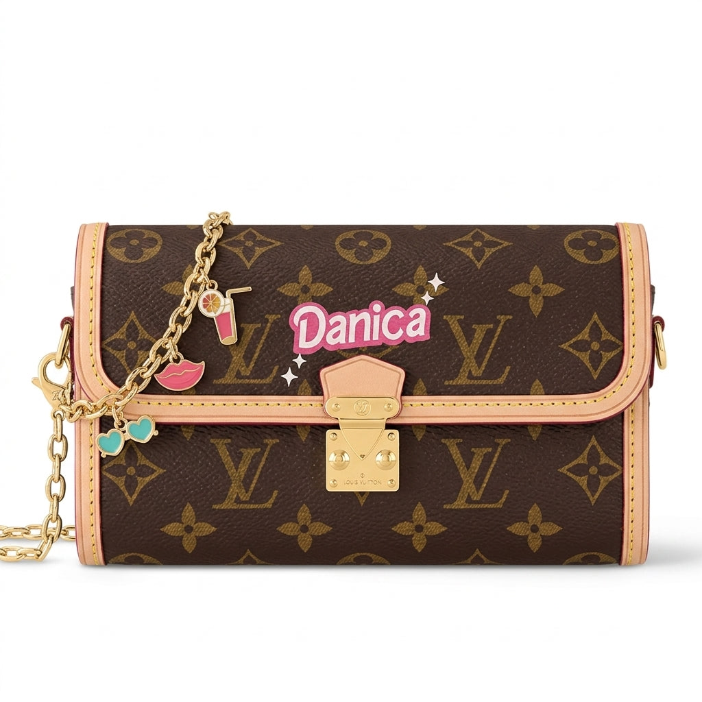 Personalized Wallet LV Monogram Sweet Chain Brown Custom Wallet