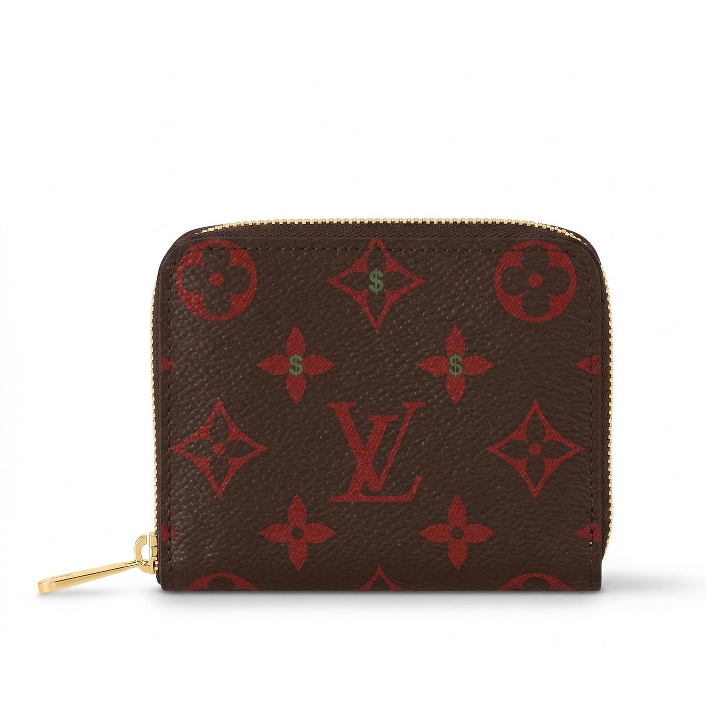 Personalized Wallet LV Red Monogram Brown Custom Wallet