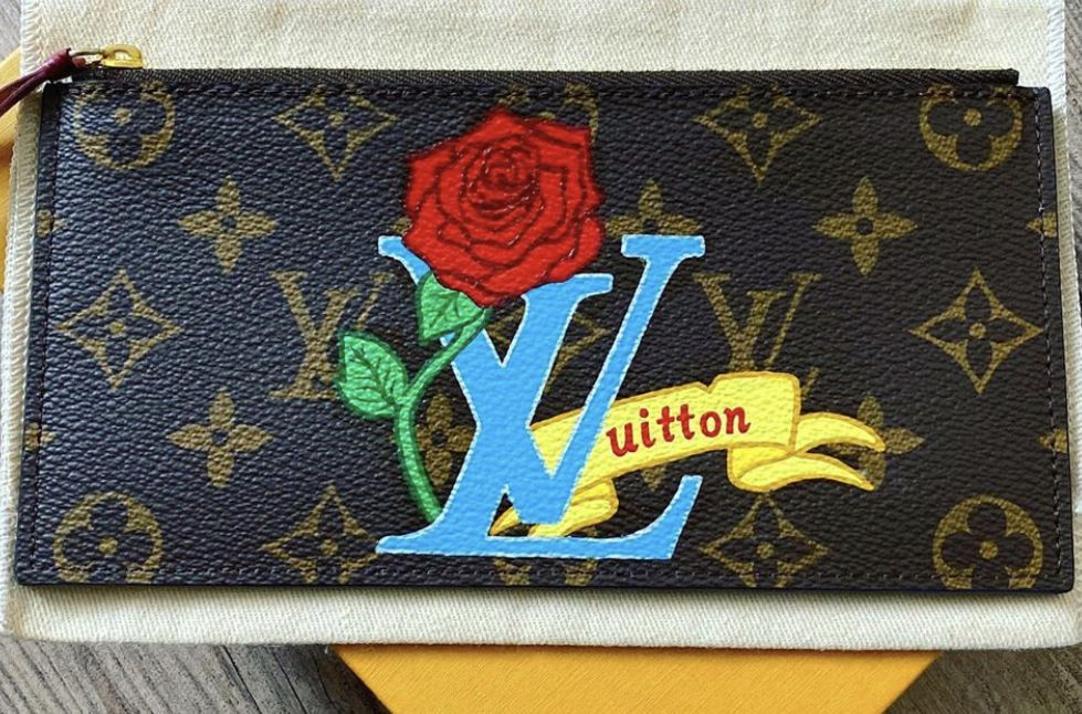 Personalized Wallet LV Rose Black Custom Wallet