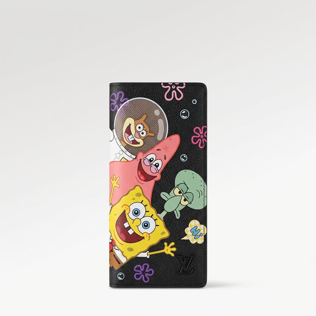 Personalized Wallet LV SpongeBob Characters Black Custom Wallet