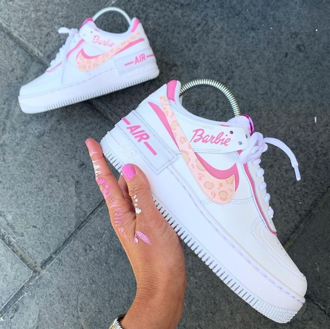 Pink Barbie Cheetah Print Custom AF 1s Shoes