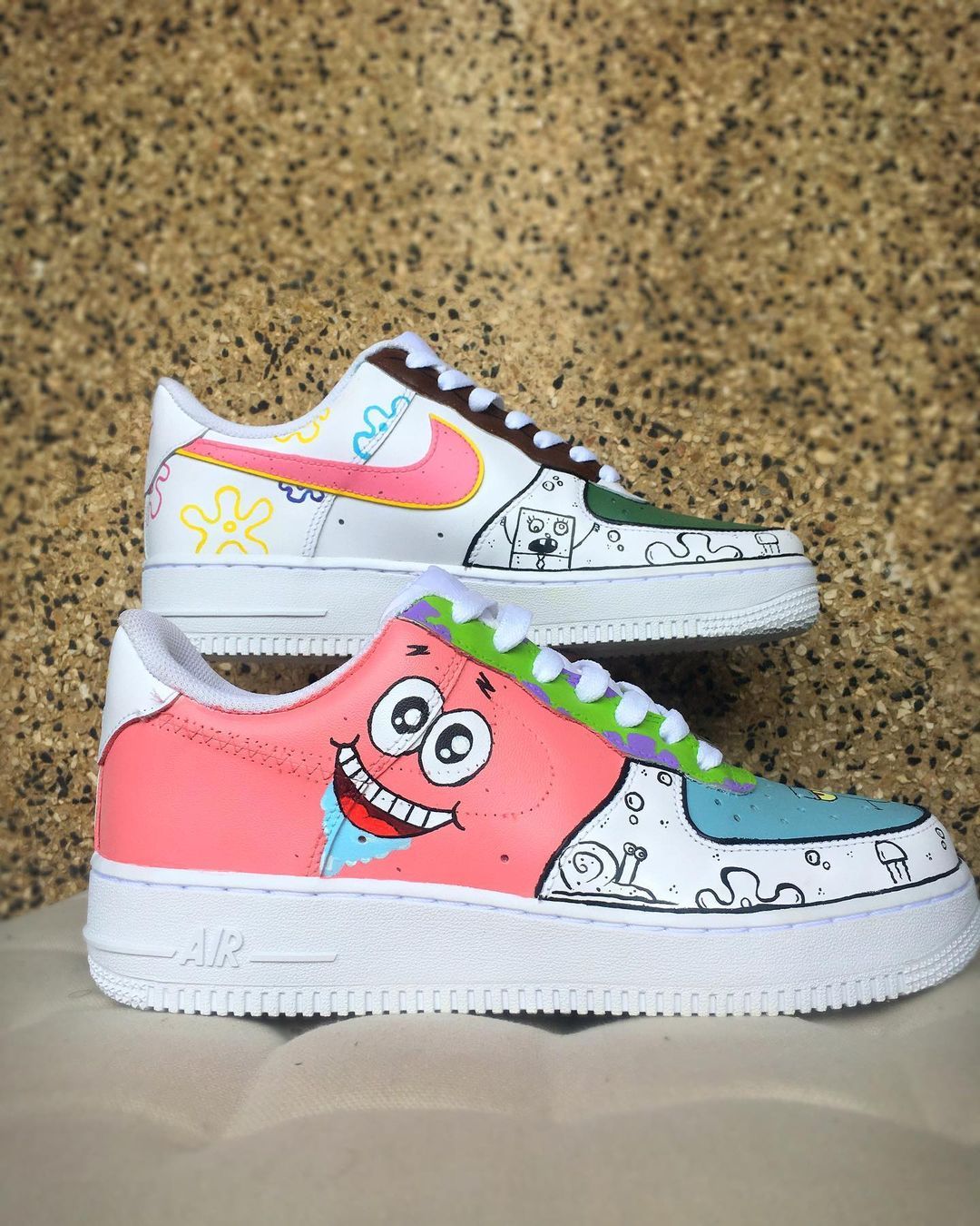 Pink Green SpongeBob Custom AF 1s Shoes