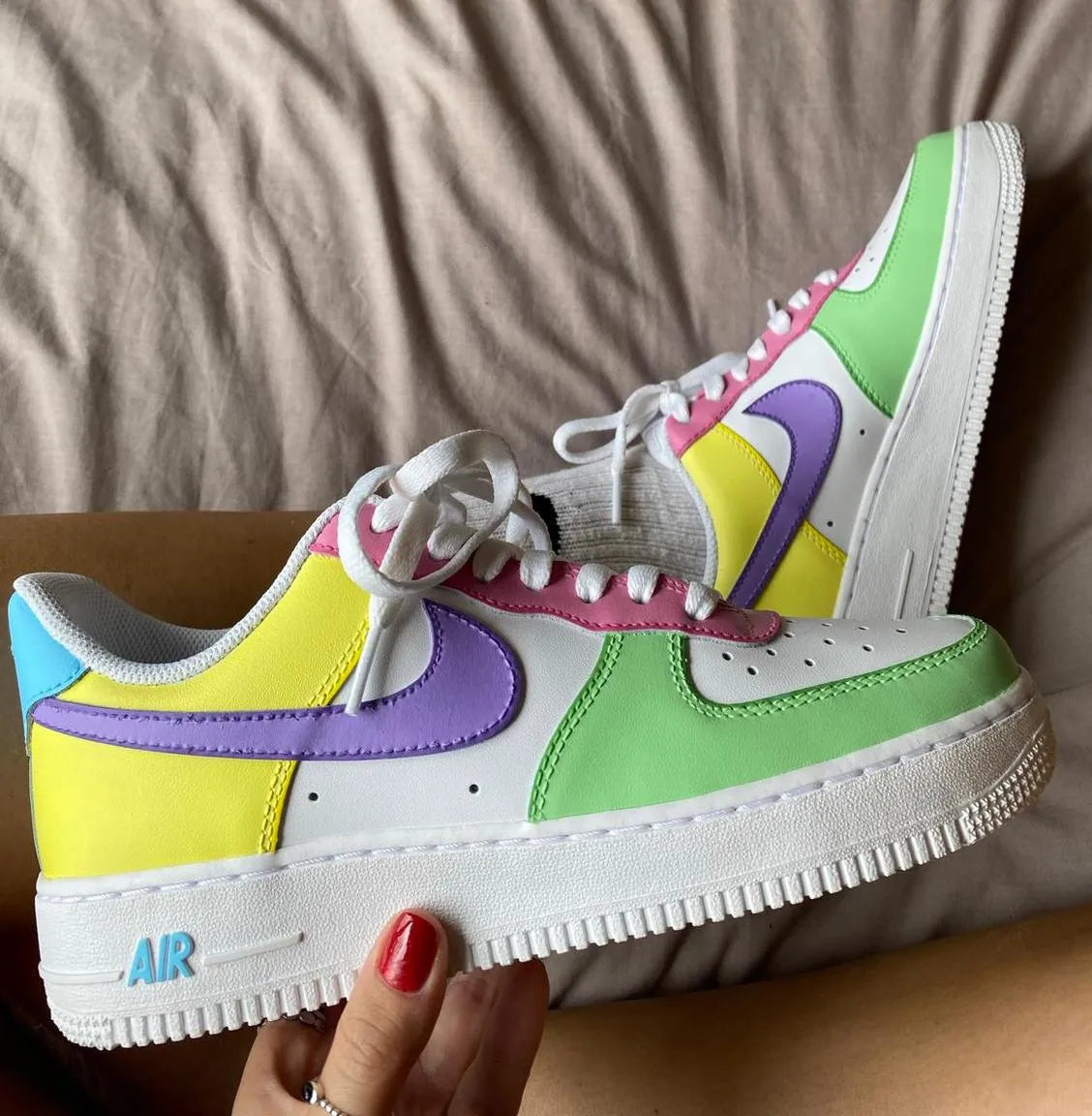 Pink Green Yellow Color - Block Custom AF 1s Shoes