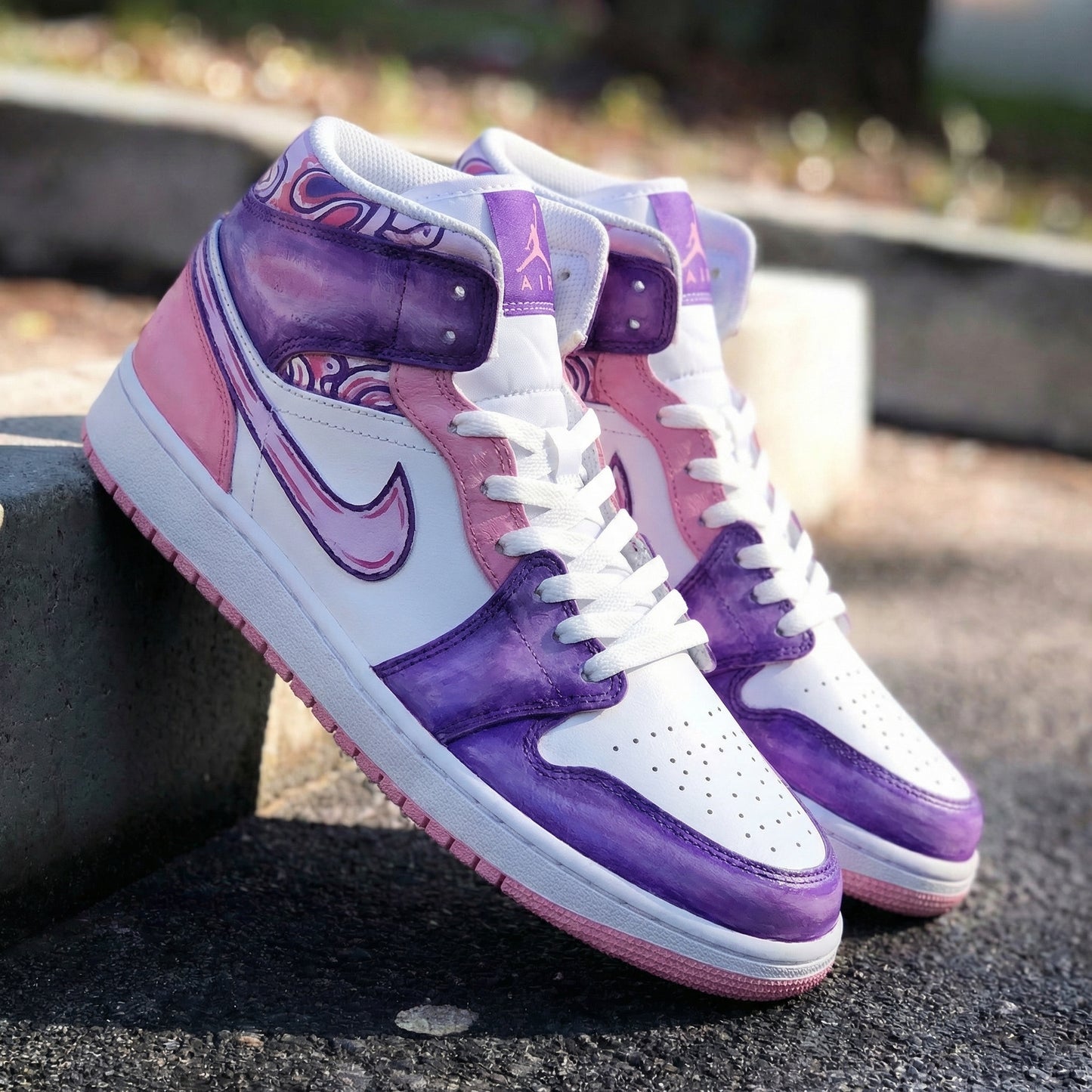 Pink Purple Pattern Custom AF1s Shoes
