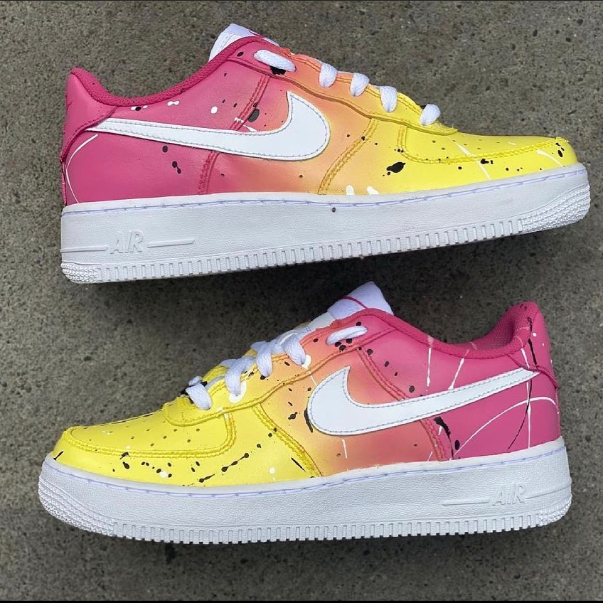 Pink Yellow Splash Custom AF 1s Shoes