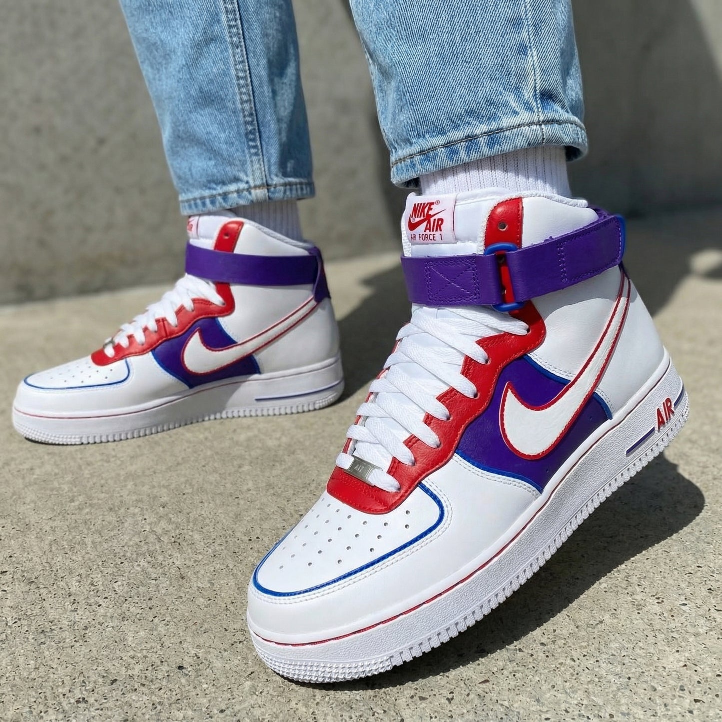 Premium Red Purple Custom AF 1s Shoes