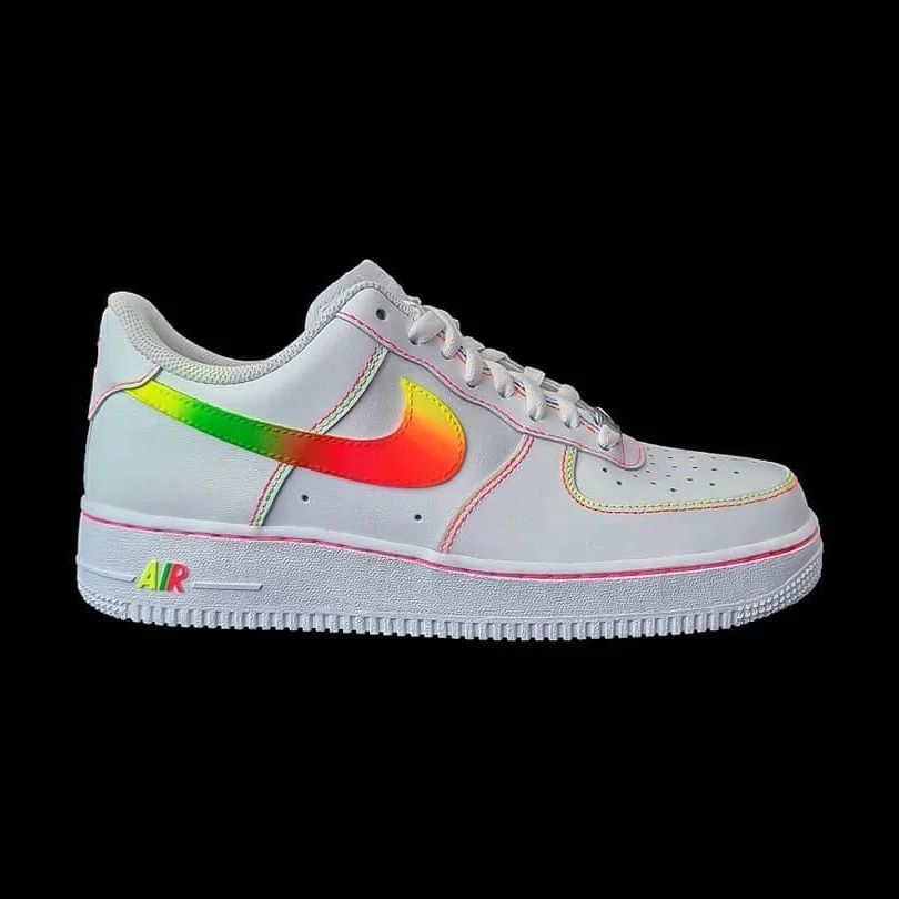 Pure White Base with Rainbow Details Custom AF 1s Shoes