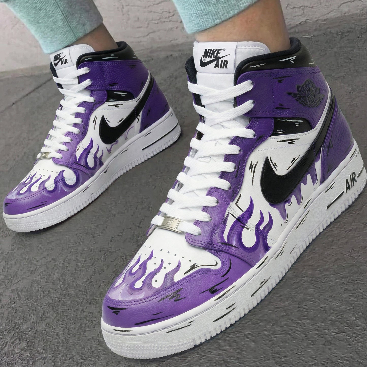 Purple Flame Custom AF 1s Shoes