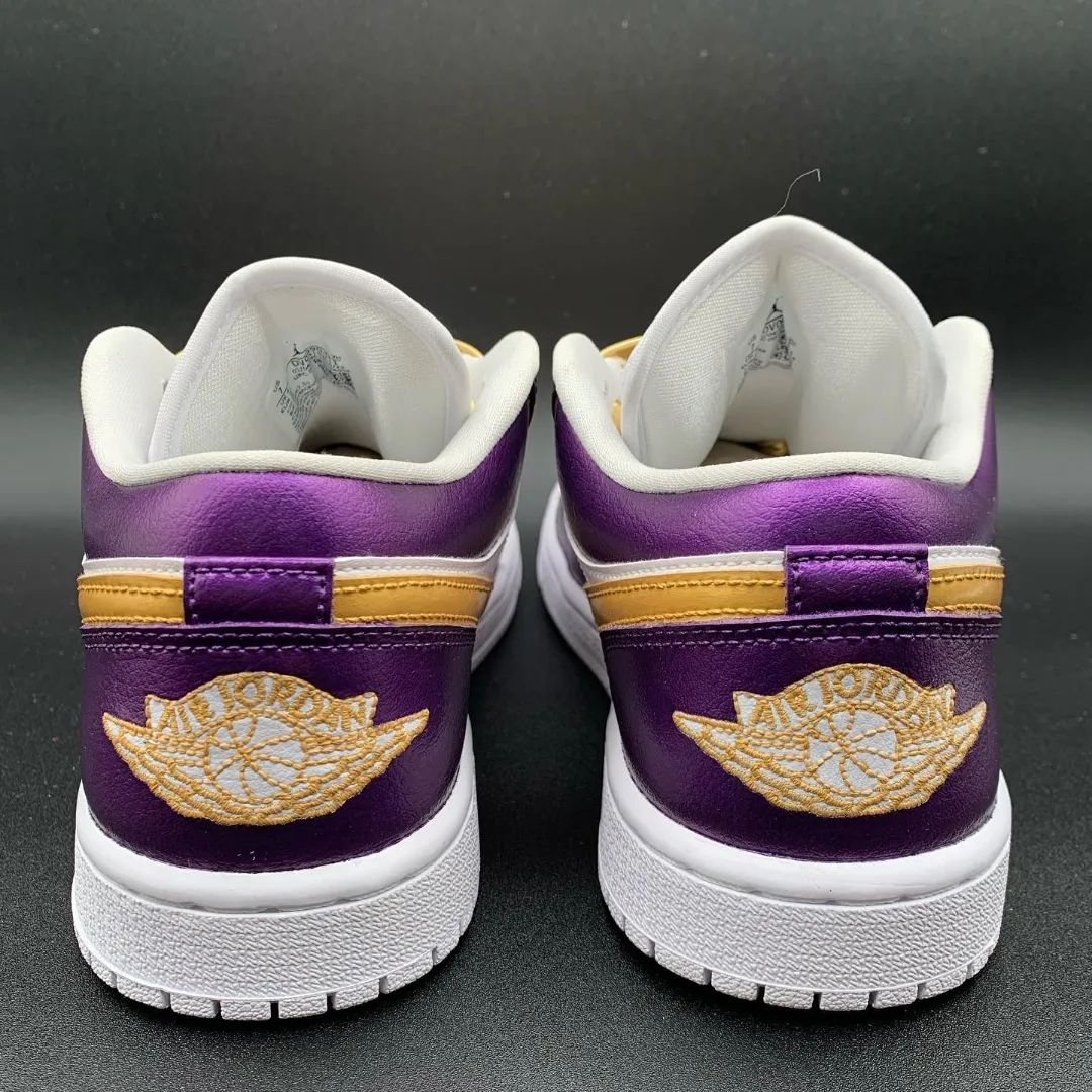 Purple Gold White Custom AJ 1s Shoes