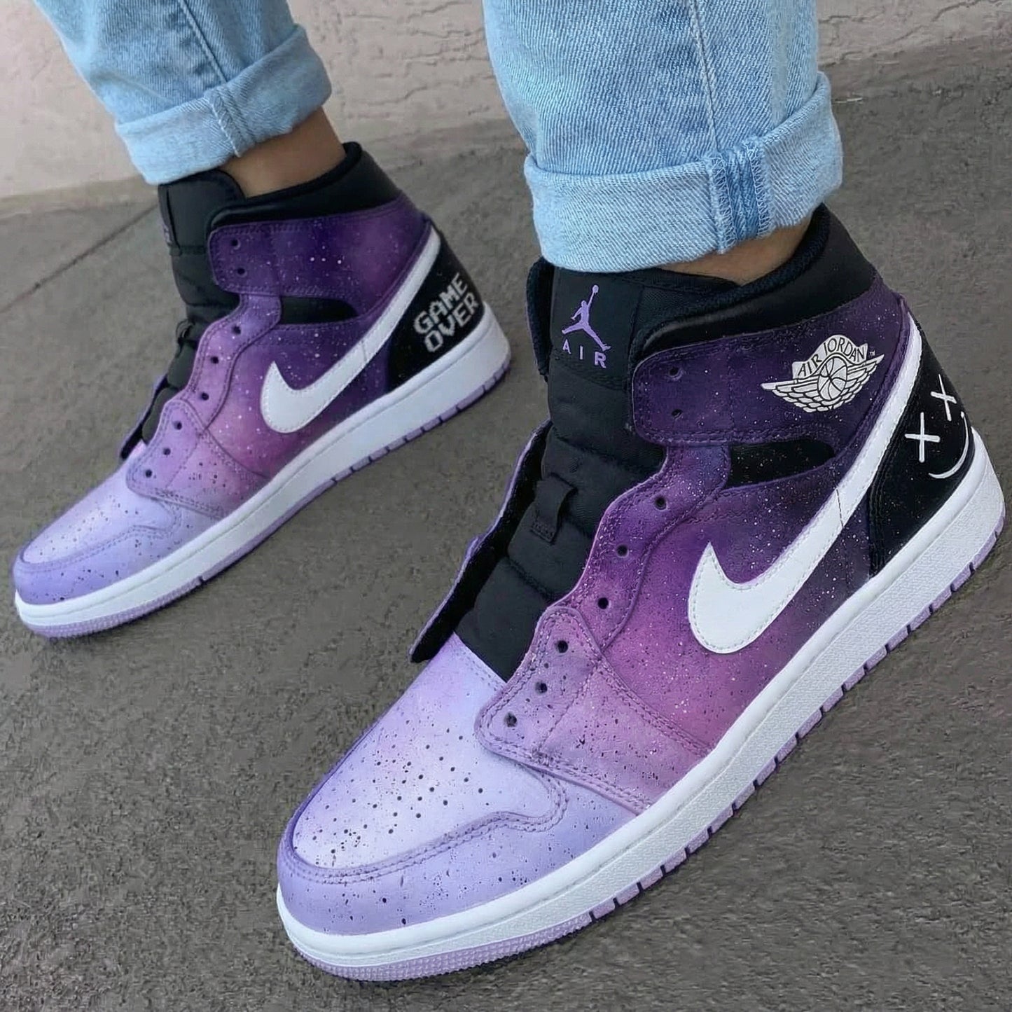 Purple Gradient Game Over Custom AJ 1s Shoes