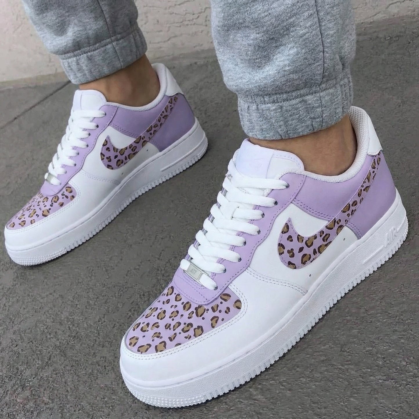 Purple Leopard Print Custom AF 1s Shoes