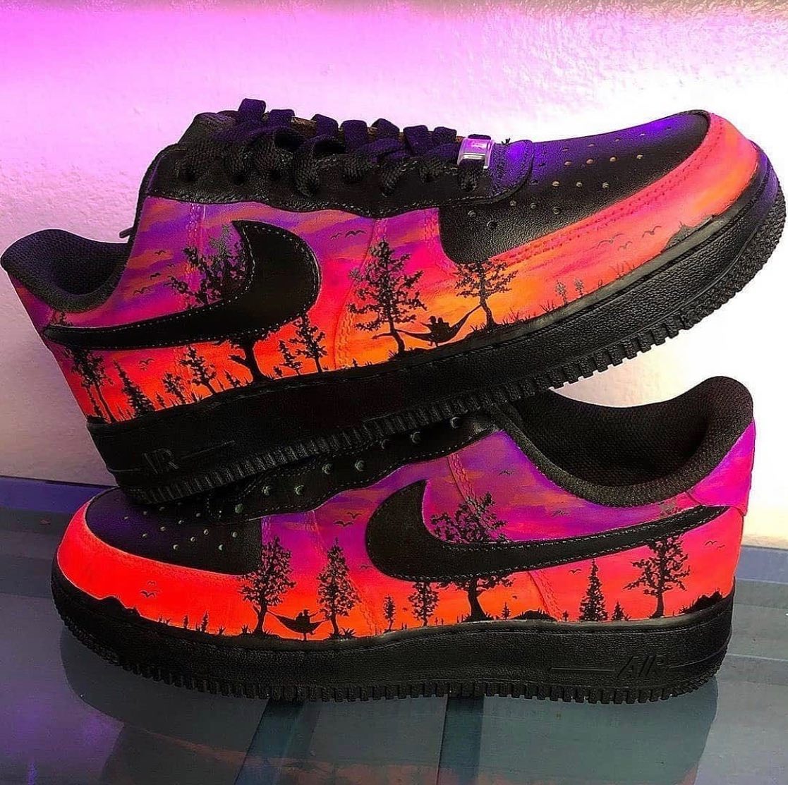 Purple Orange Landscape Custom AF 1s Shoes