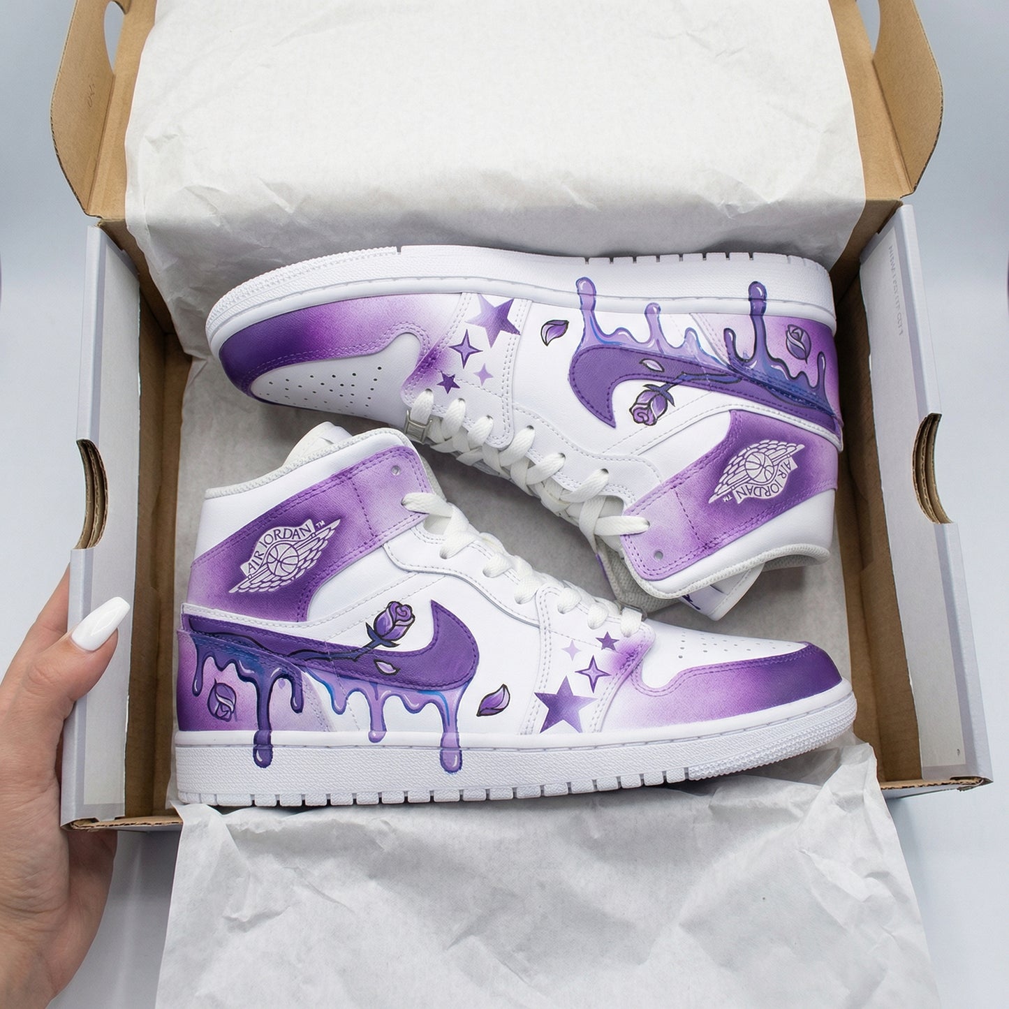 Purple Star Rose Drip Custom AJ 1s Shoes