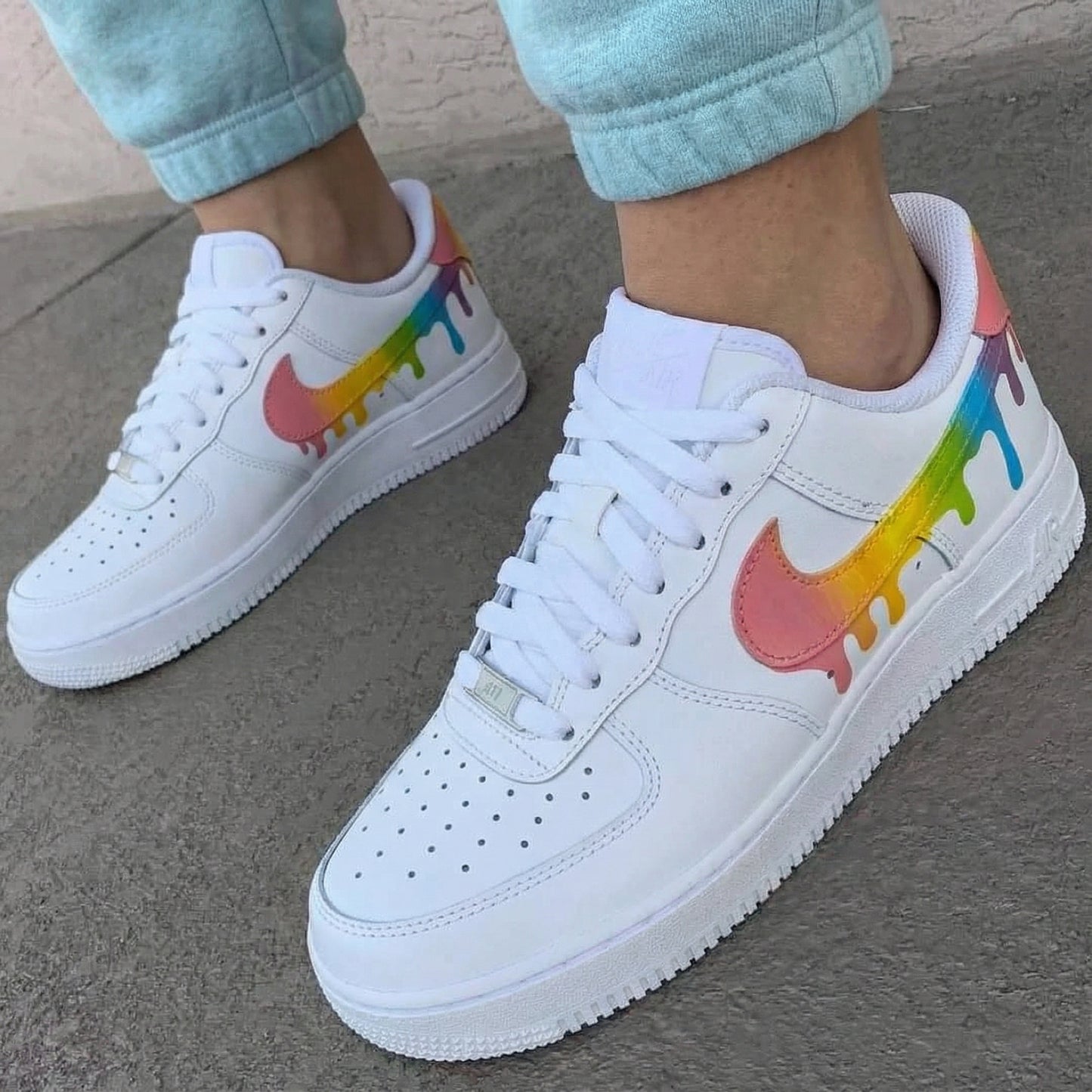 Rainbow Drip Design Custom AF 1s Shoes