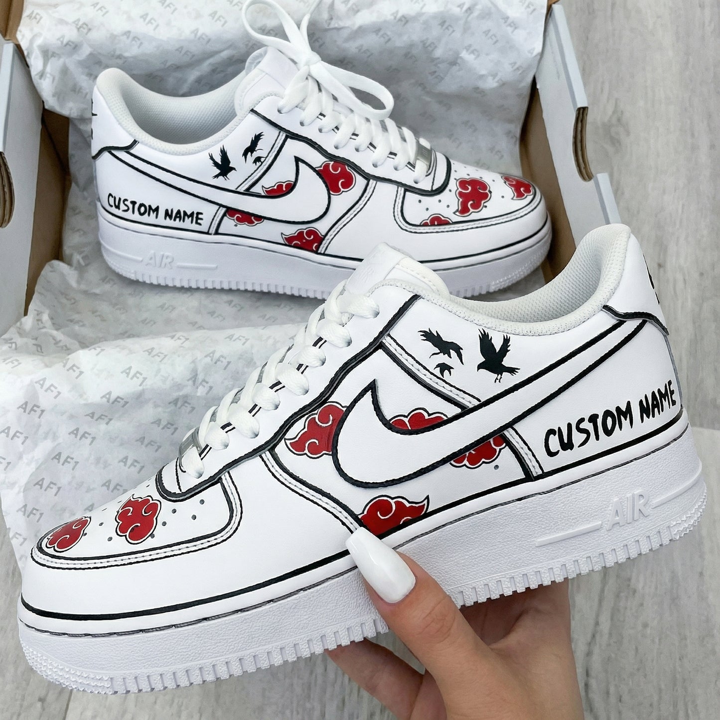 Red Black Naruto - themed Custom AF 1s Shoes