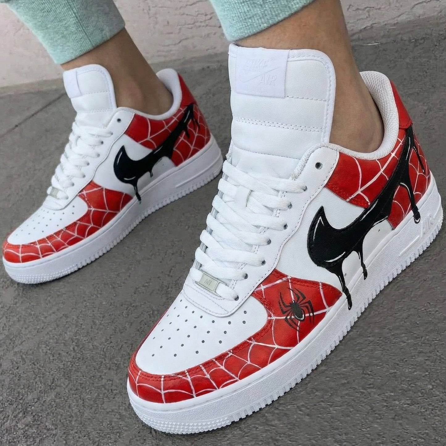 Red Black Spider Web Spiders Custom AF 1s Shoes