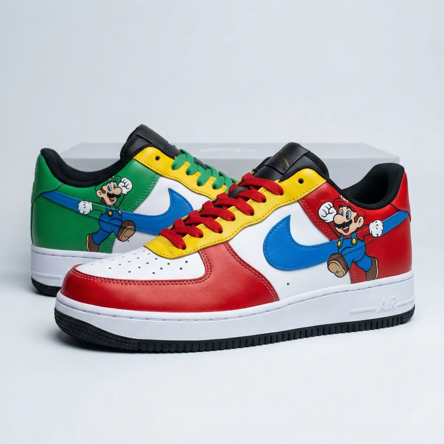 Red Green Yellow Blue Mario Luigi Cartoon Custom AF 1s Shoes
