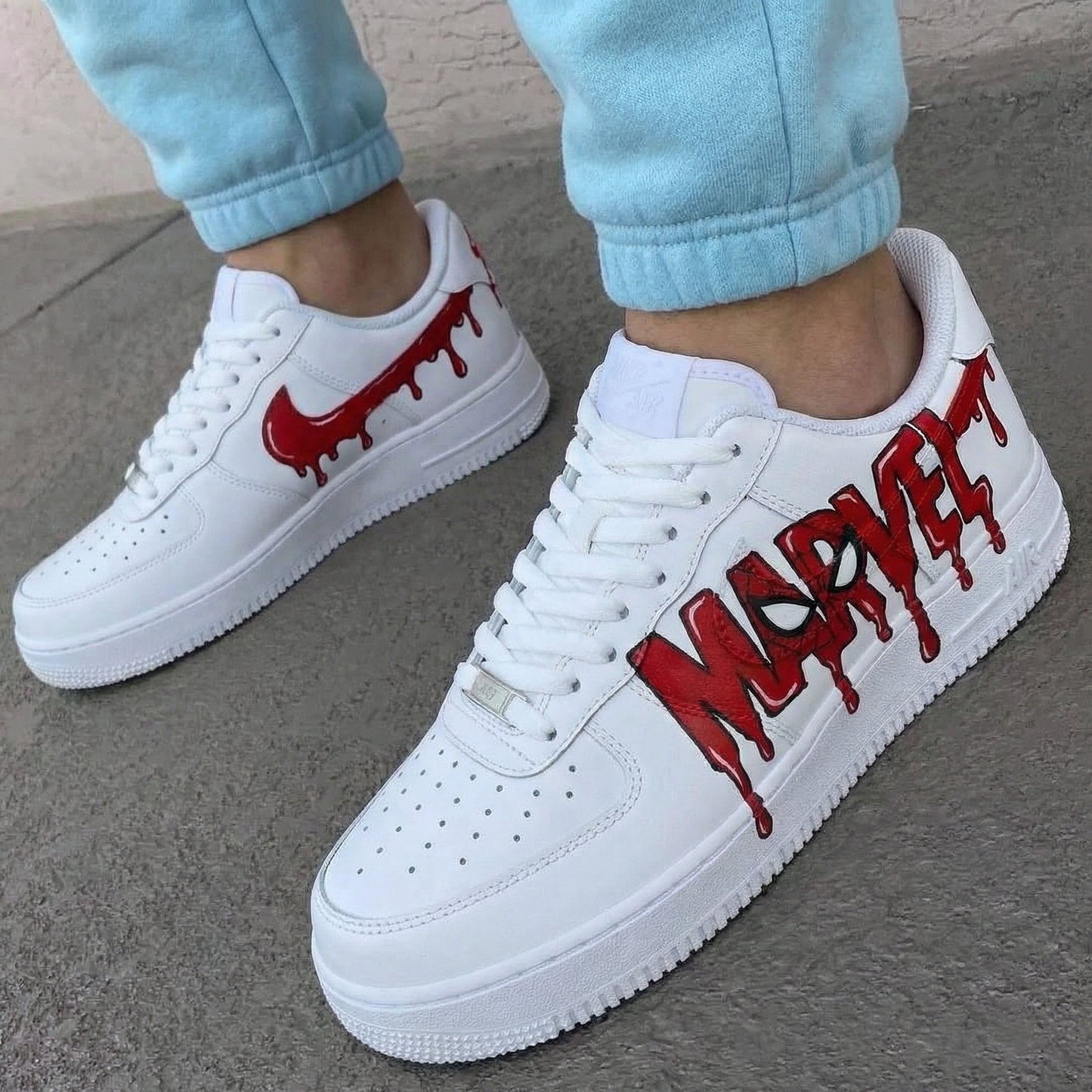 Red Marvel Spider - Man Drip Custom AF 1s Shoes