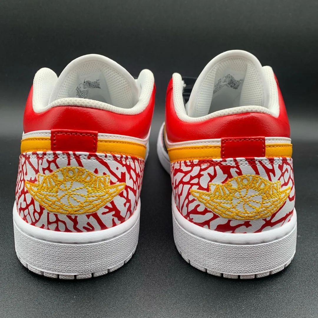 Red Yellow Crackle Custom AJ 1s Shoes