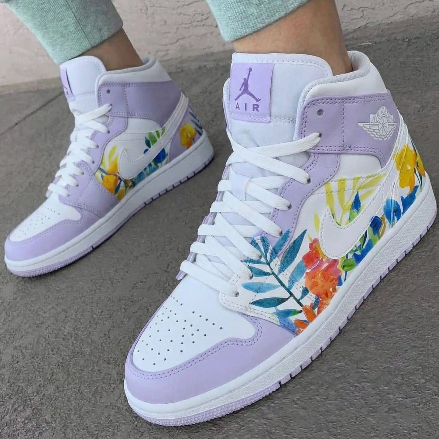 Romantic Baby Purple Floral Custom AJ 1s Shoes