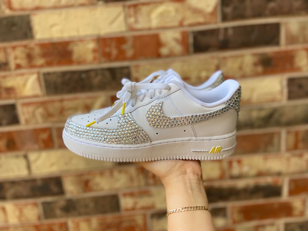 Shiny Silver Rhinestones Custom AF 1s Shoes