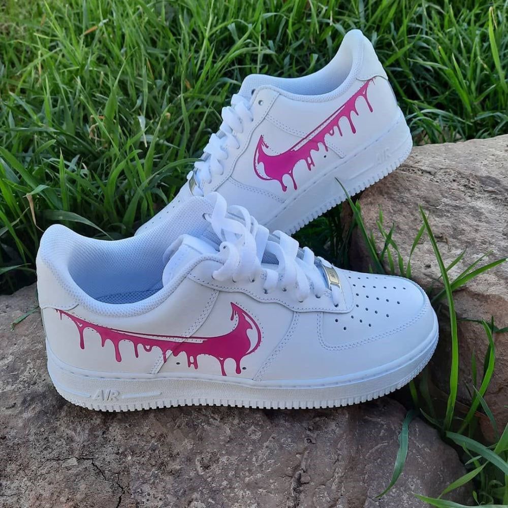 Soft Pink Dripping Custom AF 1s Shoes