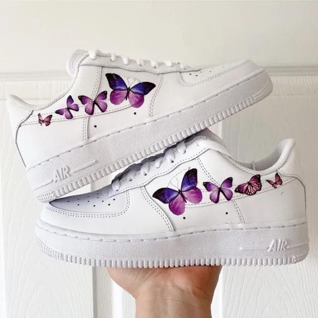 Soft Purple Pink Butterflies Custom AF 1s Shoes