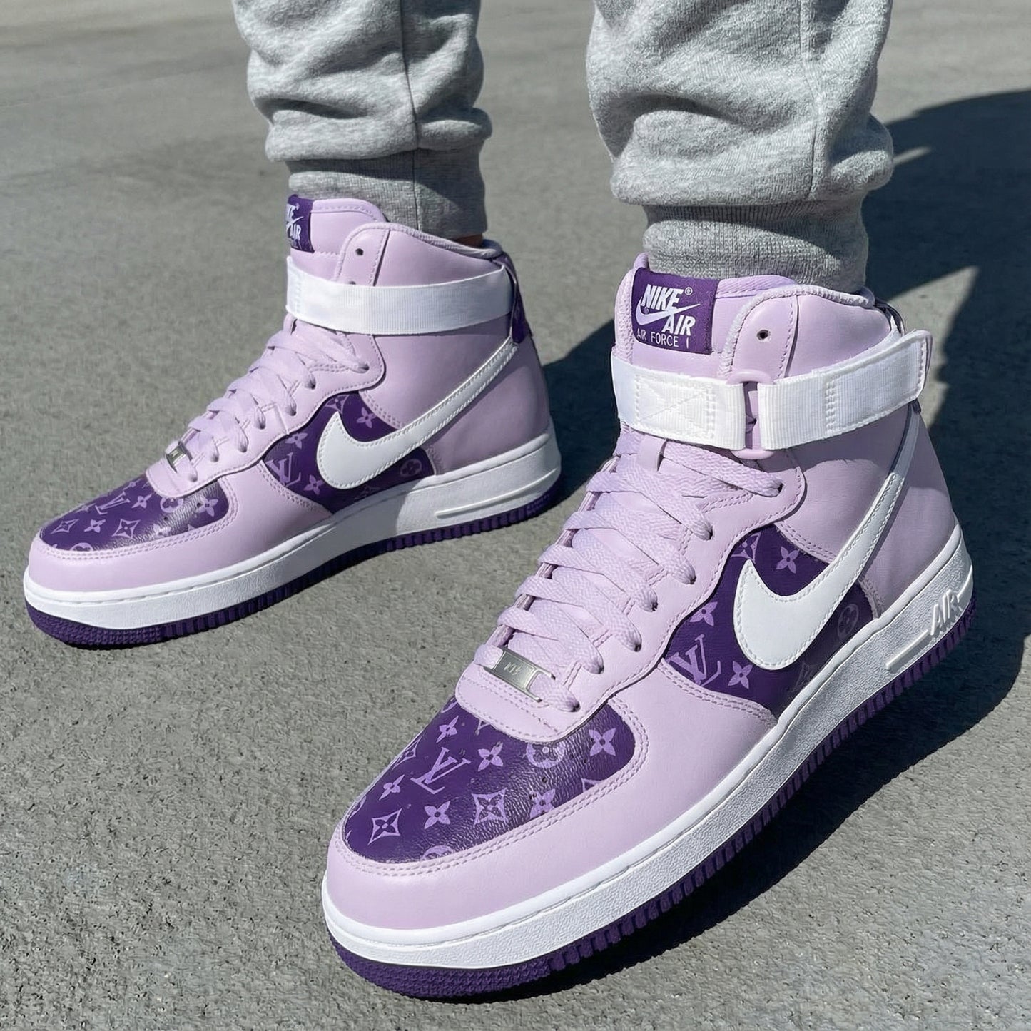 Sweet Light Lavender LV Pattern Custom AF 1s Shoes