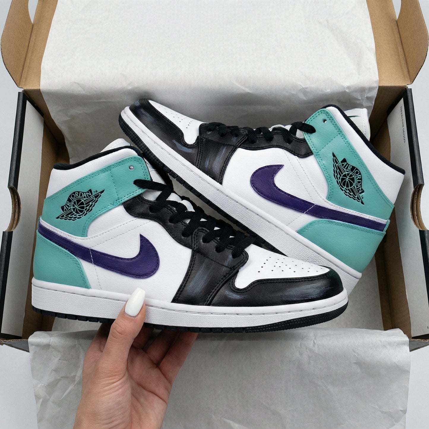 Teal Purple Custom AJ 1s Shoes