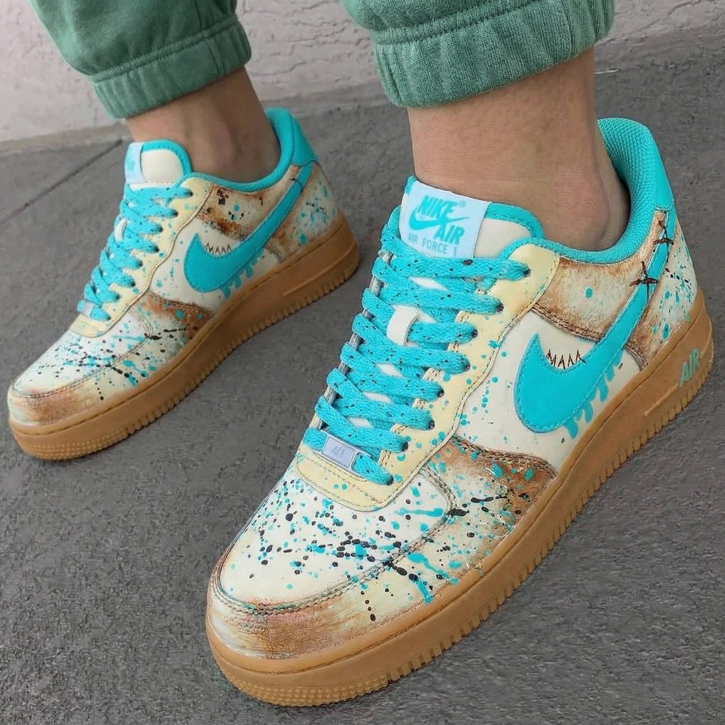 Turquoise Splash Custom AF 1s Shoes