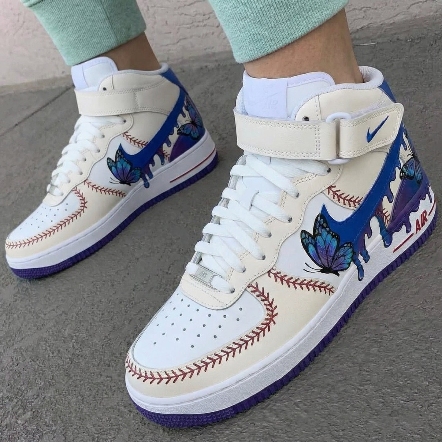 Vibrant Blue Purple Butterflies Custom AF 1s Shoes