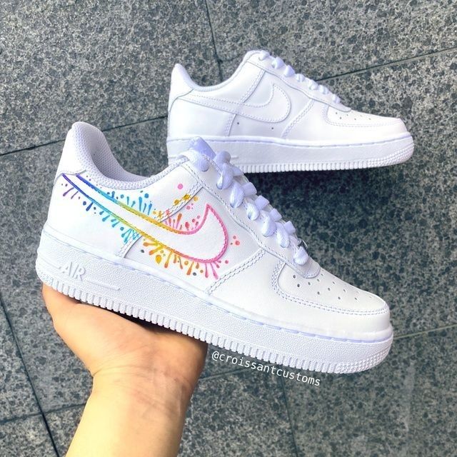 Vibrant Rainbow Splash Custom AF 1s Shoes