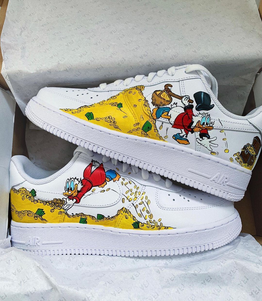 Vibrant Yellow Donald Duck Custom AF 1s Shoes