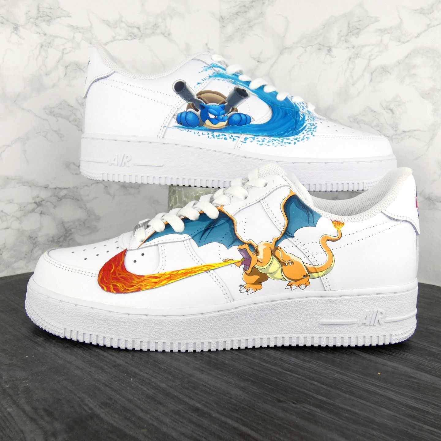 Vivid Blue Orange Pokemon Custom AF 1s Shoes