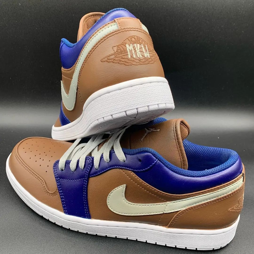 Warm Brown with Cool Blue Custom AJ 1s Shoes